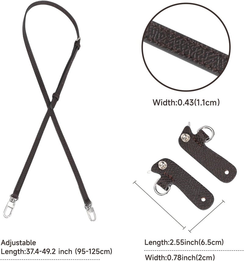 KOMHPS Purse Straps Replacement, Leather Handbag Crossbody Shoulder Strap Kit Adjustable for Mini Longcamp Tote Bag Women - Image 3